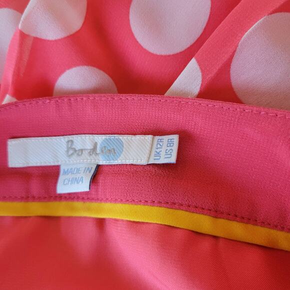 Boden Pretty Pleat Skirt Polka Dot Coral White WG485 Pleated Lined Women 8 - Picture 9 of 10